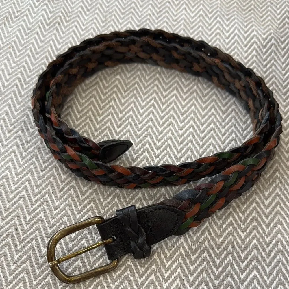 Capezio Colorful Genuine Leather Vintage Braided Multicolor Belt
